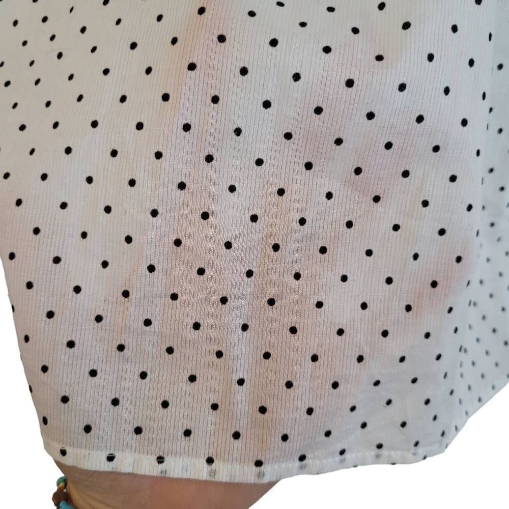 Madewell Women's White & Mini Black Polka-dot Cotton Ruffle & Long Sleeve Top - Picture 5 of 11